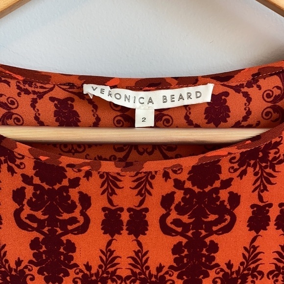 Veronica Beard Red Leopard Print Silk Blouse - Picture 3 of 6